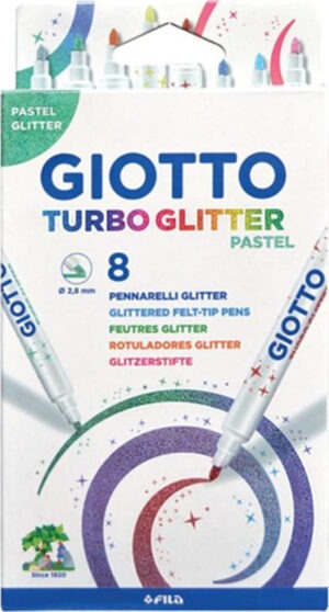 Giotto Turbo Glitter Pastel Glitter Μαρκαδόροι Ζωγραφικής Χονδροί σε 8 Χρώματα