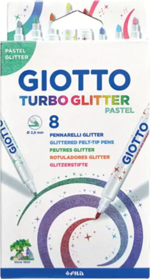 Giotto Turbo Glitter Pastel Glitter Μαρκαδόροι Ζωγραφικής Χονδροί σε 8 Χρώματα