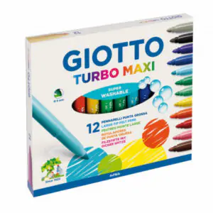 Giotto Turbo Maxi Πλενόμενοι Μαρκαδόροι Ζωγραφικής Χονδροί σε 12 Χρώματα