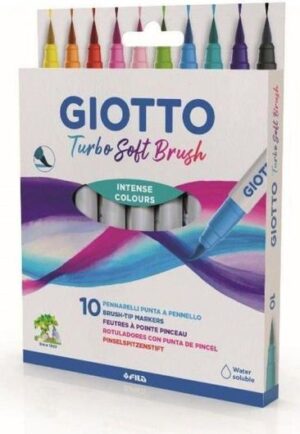 Μαρκαδόροι Ζωγραφικής Giotto Turbo Soft Brush με Μύτη Πινέλου 10τμχ Πολύχρωμο